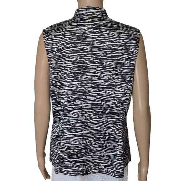 Tahari ASL Women's Sleeveless Top Ruffle animal print multicolor size M - Picture 3 of 5